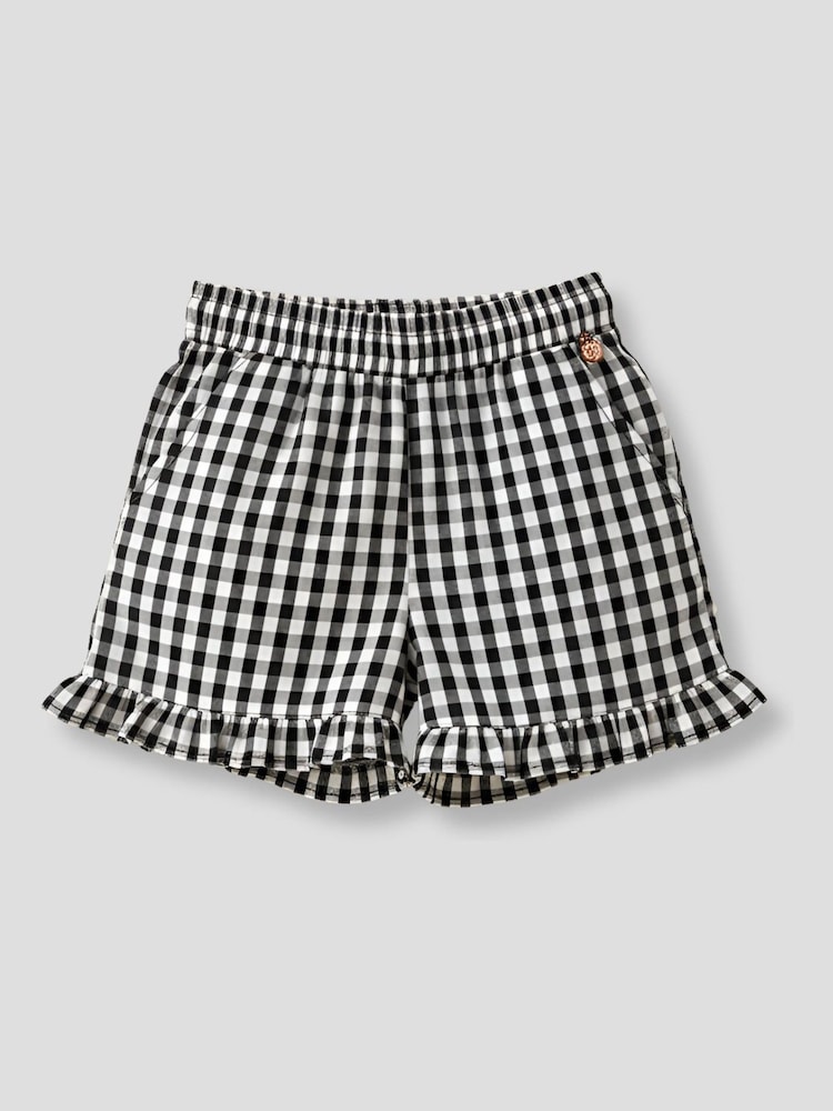 Angel & Rocket Black Megan Gingham Frill Shorts - Image 1 of 2 Angel & Rocket Black Megan Gingham Frill Shorts - Image 1 of 2