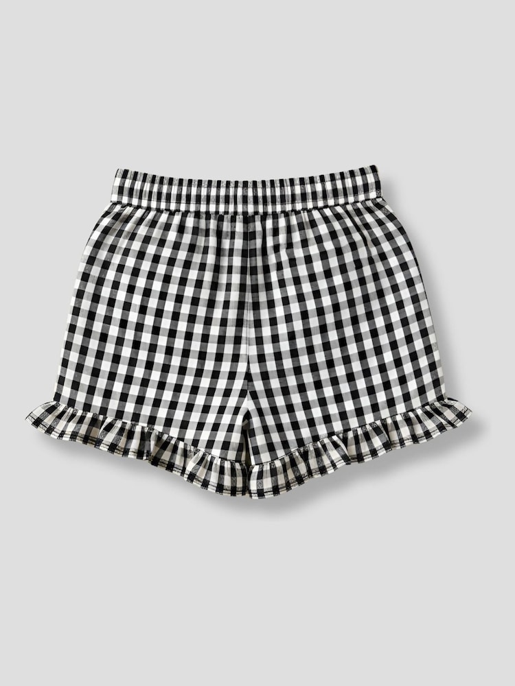 Angel & Rocket Black Megan Gingham Frill Shorts - Image 2 of 2 Angel & Rocket Black Megan Gingham Frill Shorts - Image 2 of 2