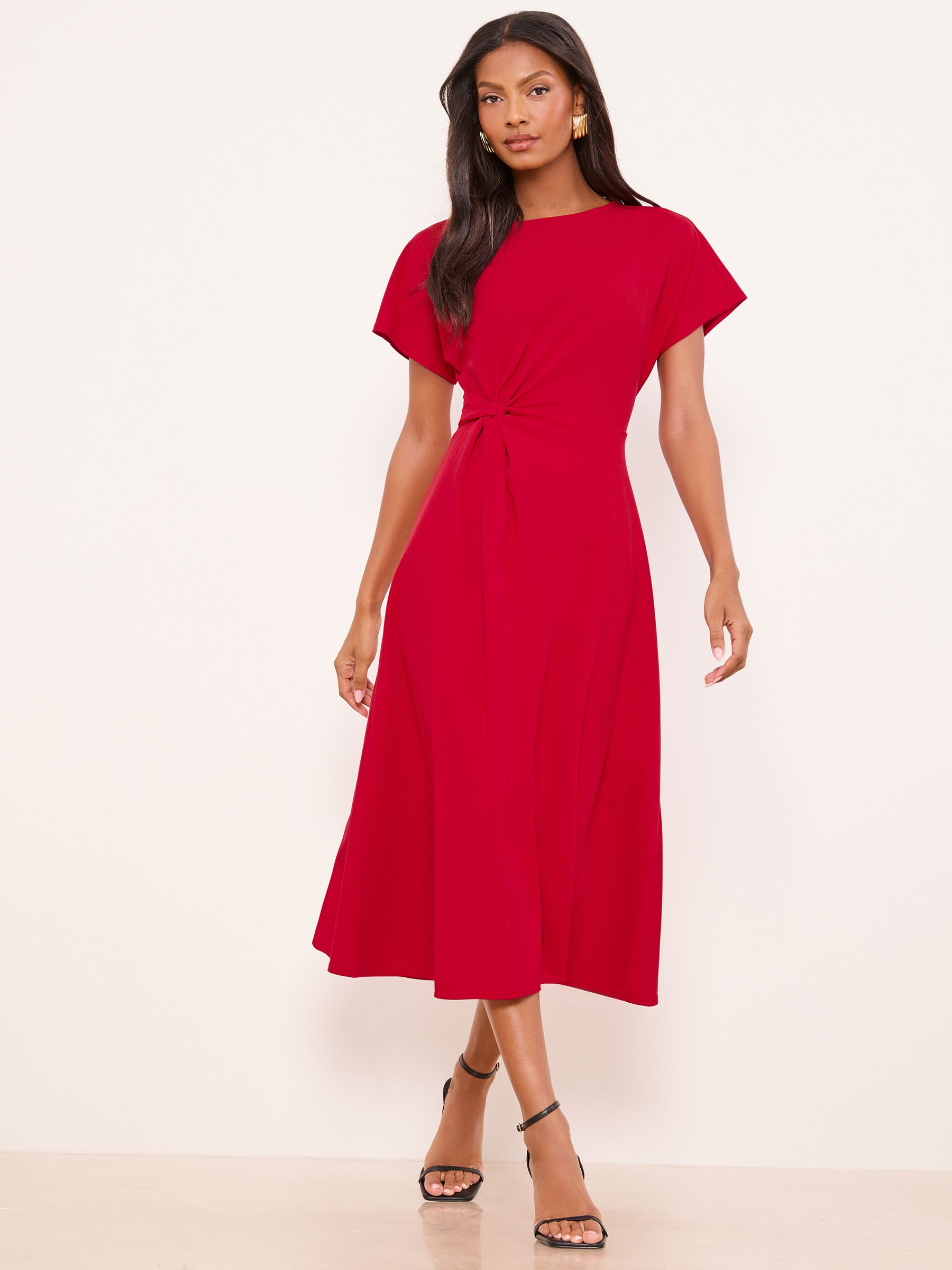 Buy Lipsy Red Side Knot Shorts Sleeve Midi Dress from Next USA