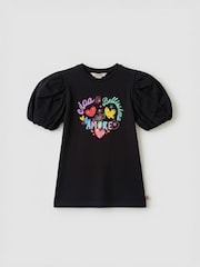 Angel & Rocket Black Aida Amore Print Puff Sleeve T-Shirt - Image 1 of 2