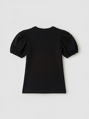 Angel & Rocket Black Aida Amore Print Puff Sleeve T-Shirt - Image 2 of 2