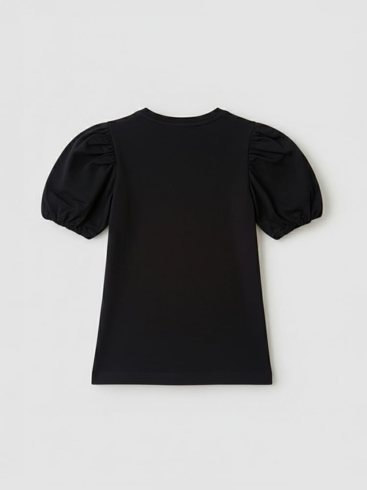 Angel & Rocket Black Aida Amore Print Puff Sleeve T-Shirt - Image 2 of 2