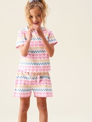 Angel & Rocket Pink Dana Heart Print Short Pyjamas - Image 3 of 5