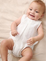 Angel & Rocket White Lula Broderie Frill Romper - Image 2 of 4