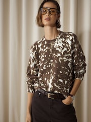 DEER Long Sleeve Crew Neck Knitted Jumper With Wool - Image 1 of 5