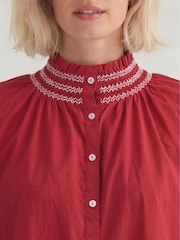 Aspiga Red Embroidered Smocked Blouse - Image 2 of 4