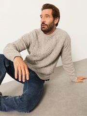رمادي - FatFace Penton Knitted Cable Crew Jumper - صورة 5 من 6