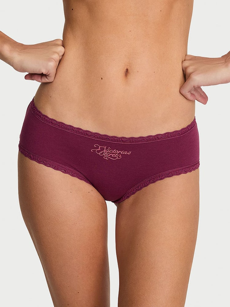 Victoria's Secret Sweet Plum Purple Cheeky Cotton Lace Trim Knickers - Image 1 of 2 Victoria's Secret Sweet Plum Purple Cheeky Cotton Lace Trim Knickers - Image 1 of 2