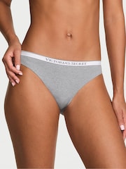 Victoria's Secret Medium Heather Grey Bikini Logo Ribbed Knickers - Image 1 of 2