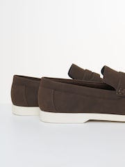 Threadbare Brown Faux Suede Penny Loafers - Image 3 of 4