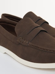 Threadbare Brown Faux Suede Penny Loafers - Image 4 of 4