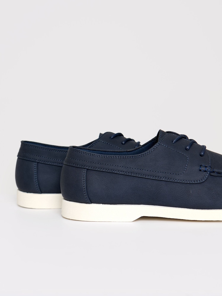 Threadbare Blue Faux Suede Boat Shoes - Image 4 of 4