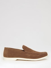 Threadbare Brown Faux Suede Slip On Loafers - Image 1 of 4