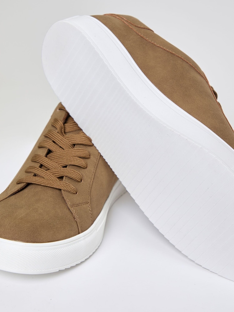 Threadbare Brown Faux Suede Court Trainers - Image 5 of 5 Threadbare Brown Faux Suede Court Trainers - Image 5 of 5