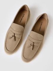 Threadbare Beige Faux Suede Tassel Loafers - Image 2 of 4