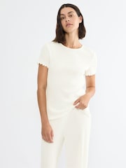 Triumph Cream Mix & Match Pointelle Short Sleeved Top - Image 1 of 5