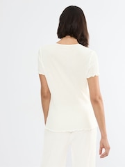 Triumph Cream Mix & Match Pointelle Short Sleeved Top - Image 2 of 5