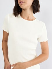Triumph Cream Mix & Match Pointelle Short Sleeved Top - Image 3 of 5