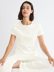 Triumph Cream Mix & Match Pointelle Short Sleeved Top - Image 4 of 5