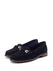 Moda in Pelle Black Emella Smart Snaffle Trim Loafers - Image 2 of 4