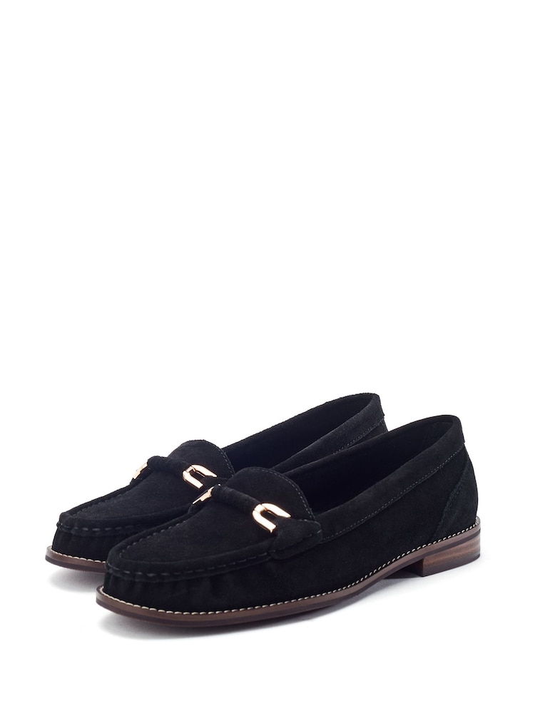 Moda in Pelle Black Emella Smart Snaffle Trim Loafers - Image 2 of 4