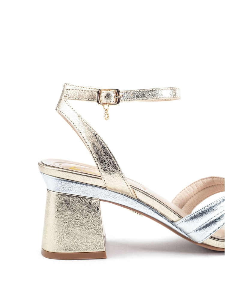 Moda in Pelle Gold Madelia Block Heel Strappy Sandals - Image 4 of 4