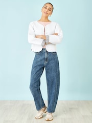 Yumi White Cropped Reversible Cotton Quilted Jacket - Image 3 of 4