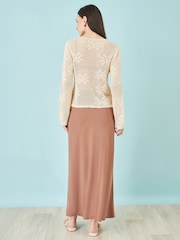 Yumi Natural Flower Crochet Button Up Cardigan - Image 4 of 4