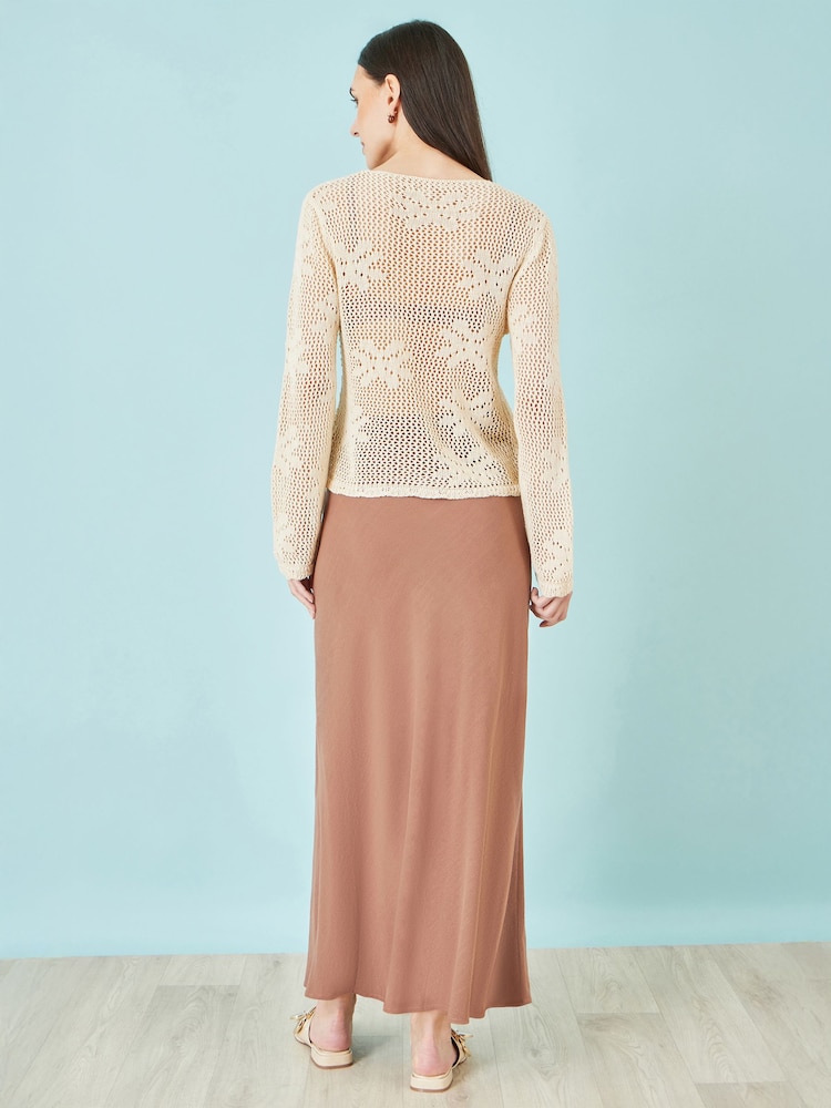 Yumi Natural Flower Crochet Button Up Cardigan - Image 4 of 4 Yumi Natural Flower Crochet Button Up Cardigan - Image 4 of 4