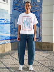 Yumi White Retro Relaxed Sardines With Lemon Print Cotton T-Shirt - Image 3 of 5