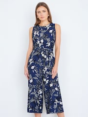 Yumi Blue Leaf Culotte Jumpsuit - Image 1 of 5