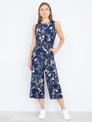 Yumi Blue Leaf Culotte Jumpsuit - Image 2 of 5
