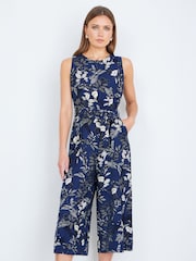 Yumi Blue Leaf Culotte Jumpsuit - Image 4 of 5