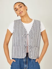 Yumi Black Gingham Reversible Tie Waistcoat - Image 1 of 4