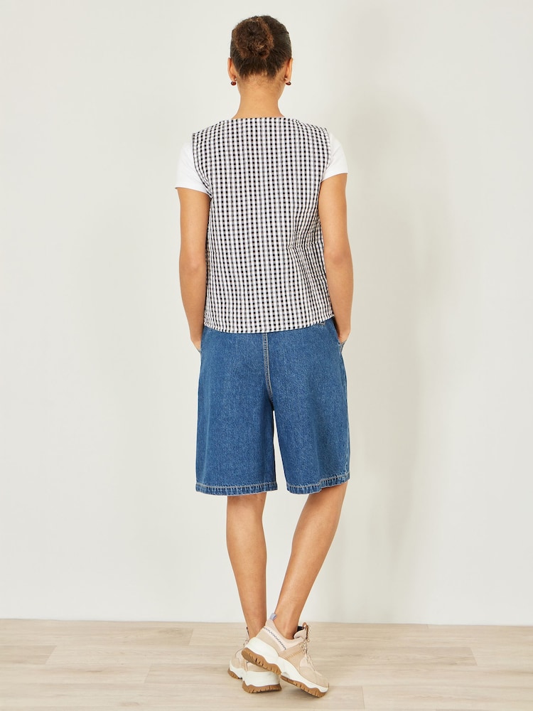 Yumi Black Gingham Reversible Tie Waistcoat - Image 4 of 4