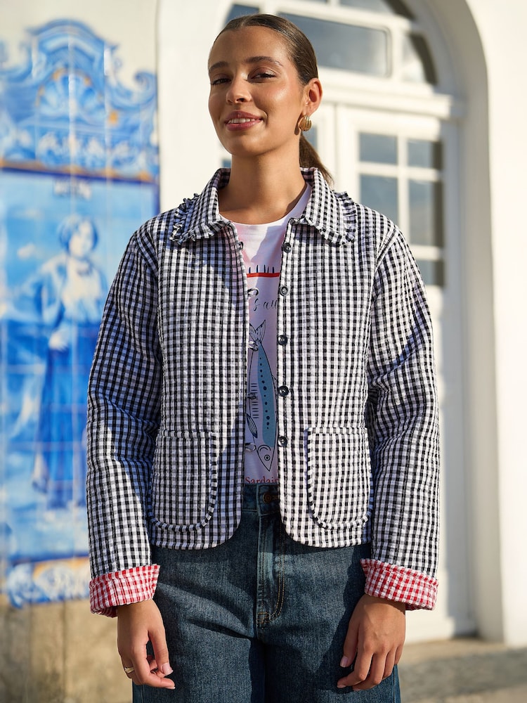 Yumi Gingham Frill Collar Jacket - Image 1 of 5