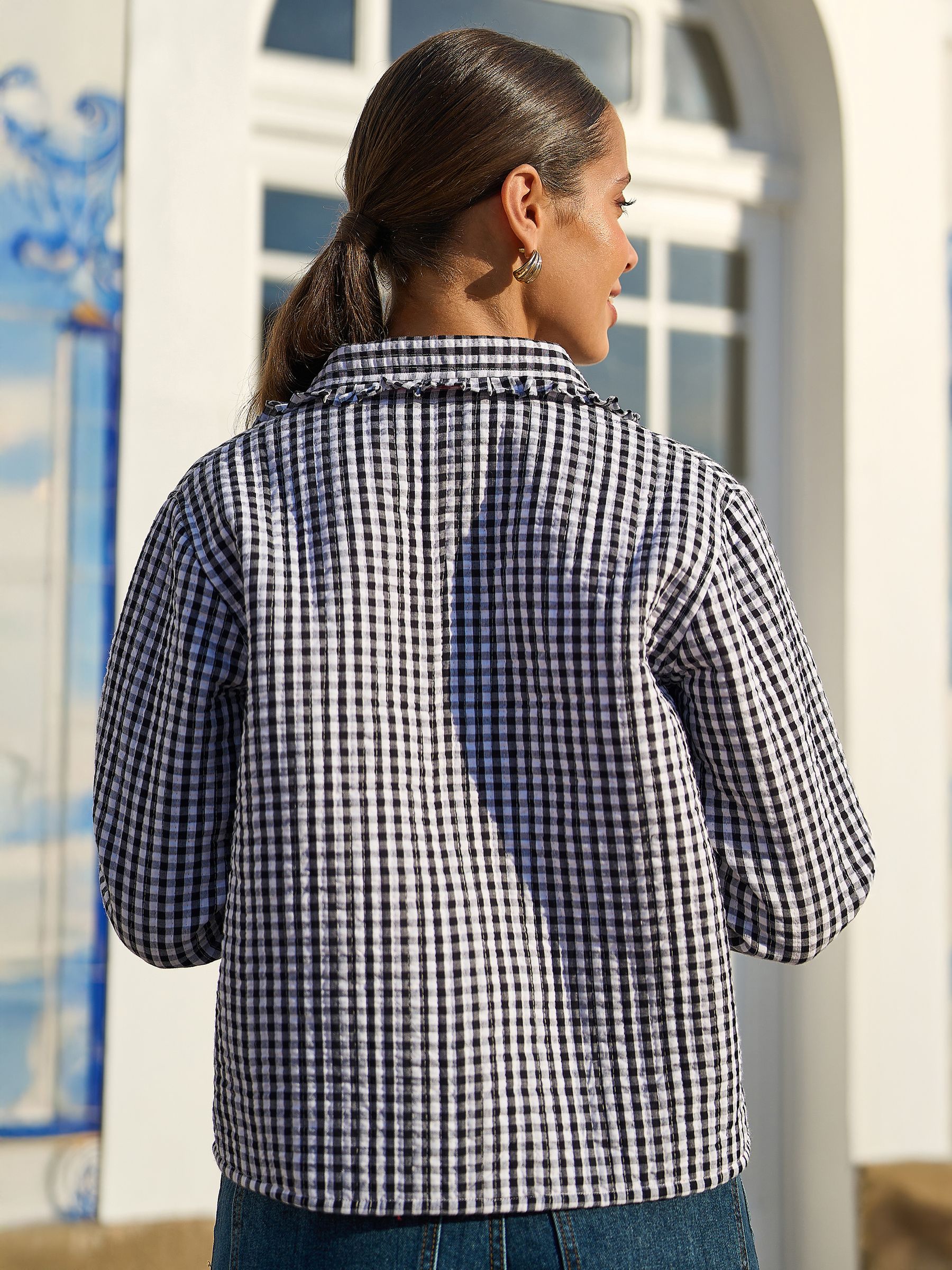 Buy Yumi Black Gingham Frill Collar Jacket from Next USA