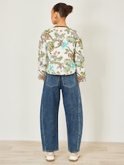 Yumi White Printed Reversible Cotton Quilted Jacket - Image 4 of 4