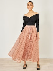 Yumi Pink Spot And Rose Tulle Skirt - Image 1 of 4