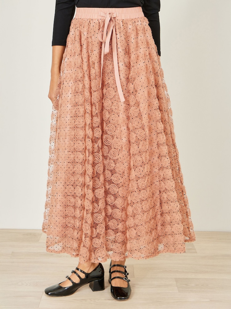 Yumi Pink Spot And Rose Tulle Skirt - Image 2 of 4 Yumi Pink Spot And Rose Tulle Skirt - Image 2 of 4