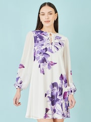 Yumi Purple Floral Placement Tunic With Keyhole Neckline - Image 1 of 5