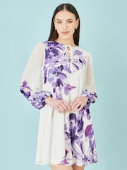 Yumi Purple Floral Placement Tunic With Keyhole Neckline - Image 5 of 5