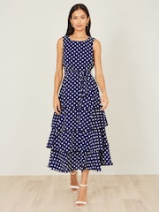 Yumi Spot Tiered Midi Dress - Εικόνα 3 από 5