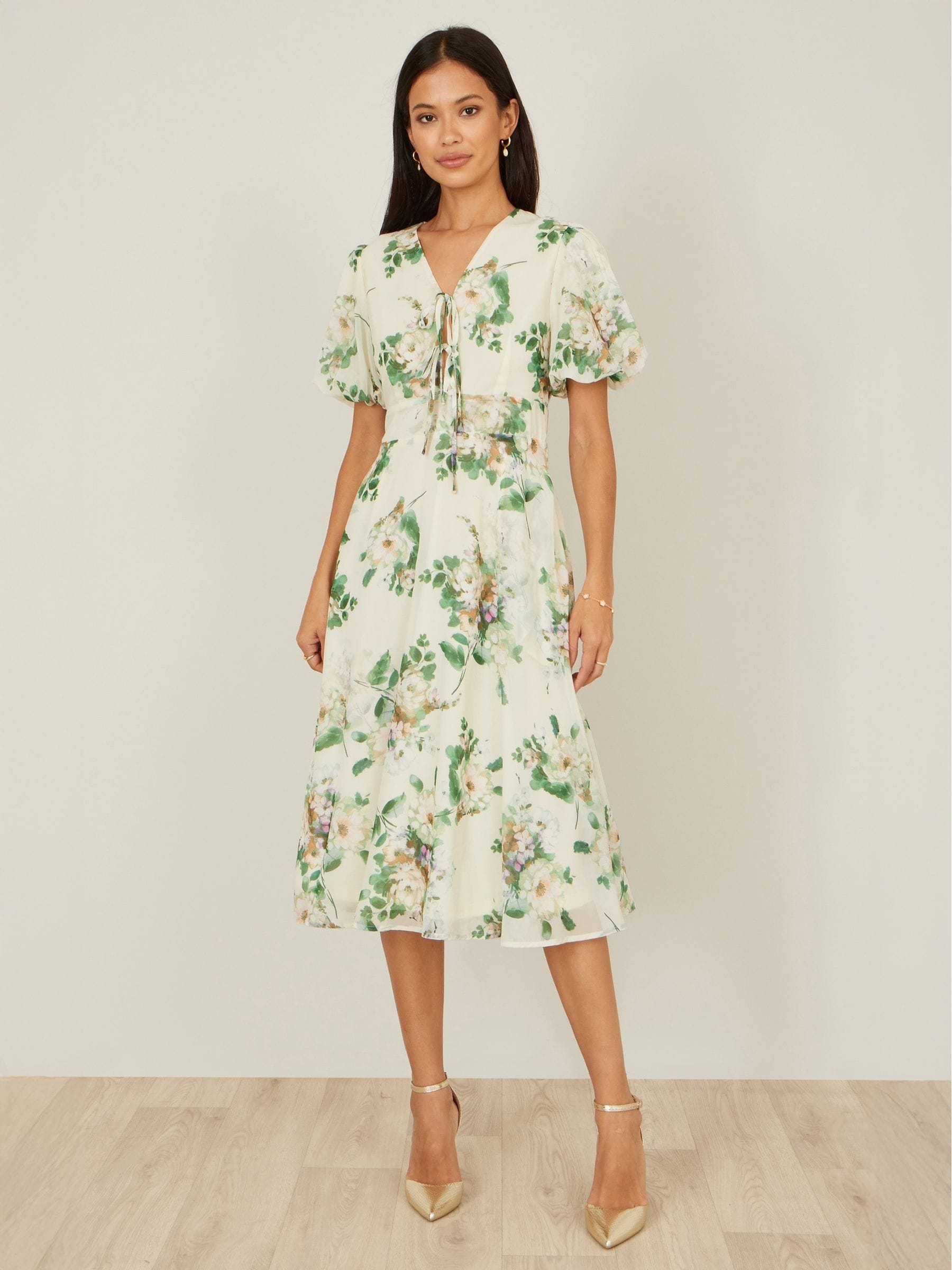 Buy Yumi Cream Floral Tea Dress With Front Ties from Next South Africa