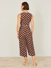 Yumi Brown Polka Dot Culotte Jumpsuit - Image 3 of 5