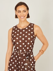 Yumi Brown Polka Dot Culotte Jumpsuit - Image 4 of 5