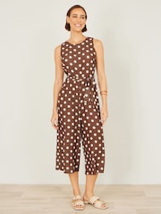 Yumi Brown Polka Dot Culotte Jumpsuit - Image 5 of 5