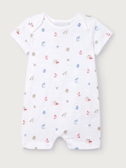 The White Company White Cotton Blend Beach Scene Shortie Rompersuit - Image 5 of 5