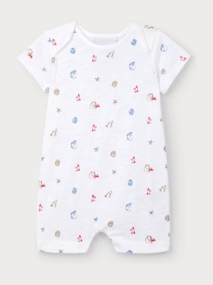 The White Company White Cotton Blend Beach Scene Shortie Rompersuit - Image 5 of 5