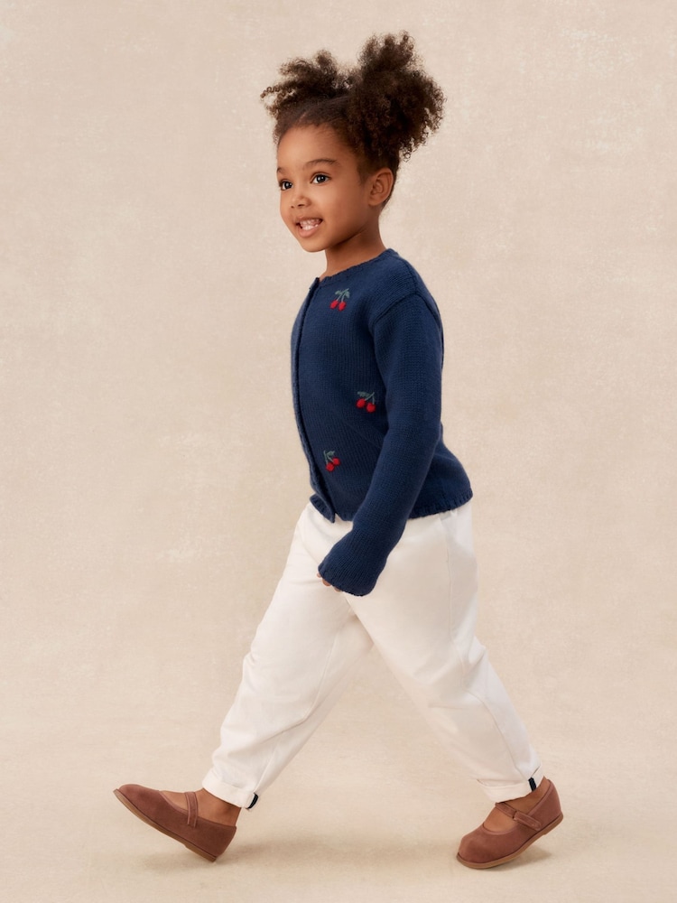 The White Company Blue Cotton Blend Cherry Cardigan - Image 1 of 5